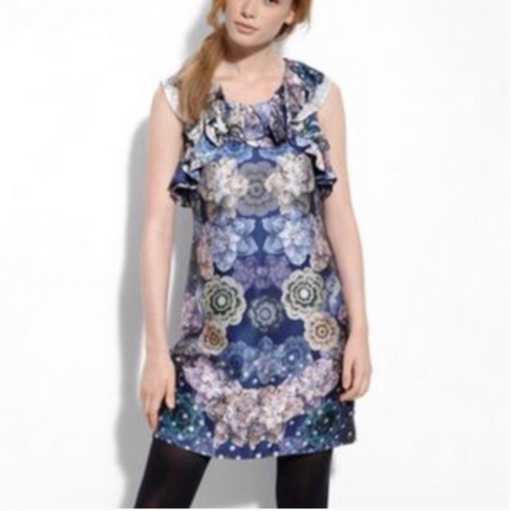 Anthropologie Leifsdottir 100% Silk Ruffle Dress